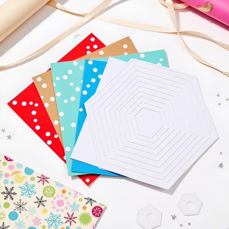 Labriciyon Hexagon Background Cutting Dies Metal Hexagon Die Embossing Stencils for Thanksgiving Christmas Greeting Card Paper DIY Craft Decoration Die Cuts for Card Making, Scrapbooking Die-Cuts - Image 4